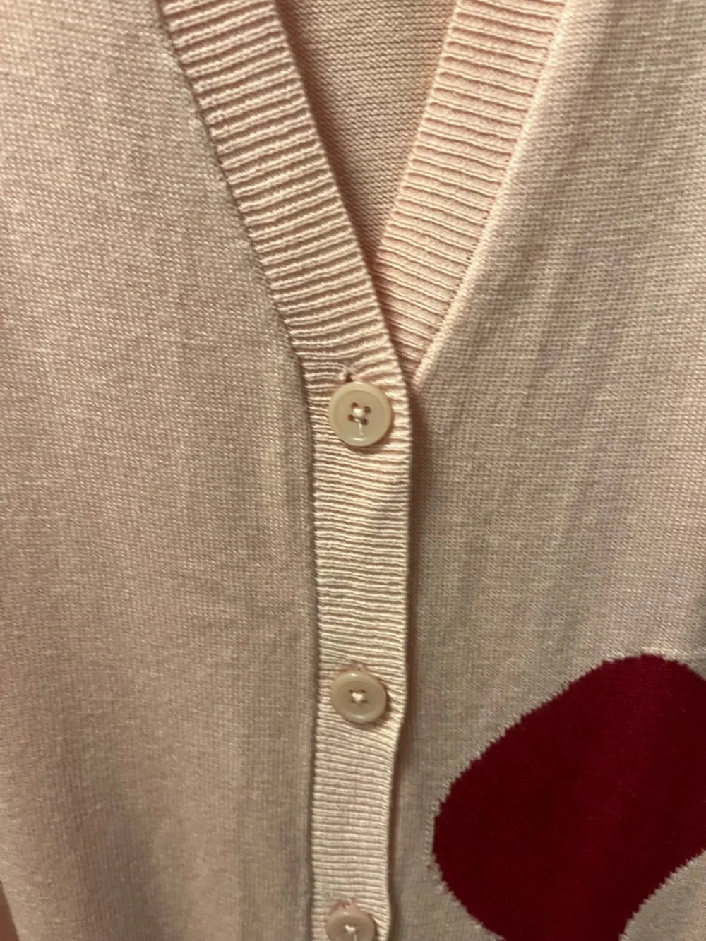 Laurie Felt Lightweight Pink Cashmere Blend Cardigan w/Red Floral‎ Accent 1X NWT